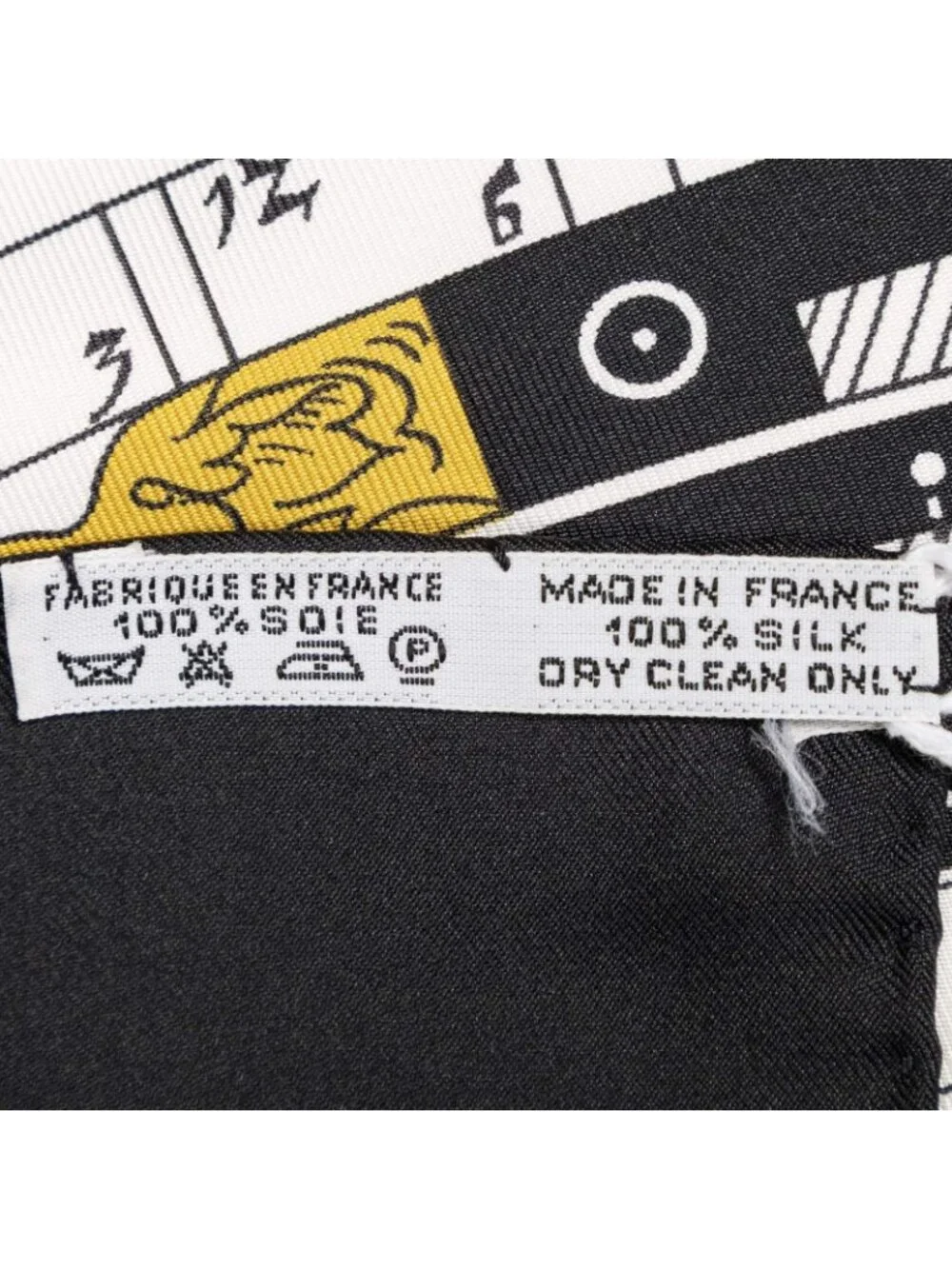Hermes Scarf Black White Gold Silk